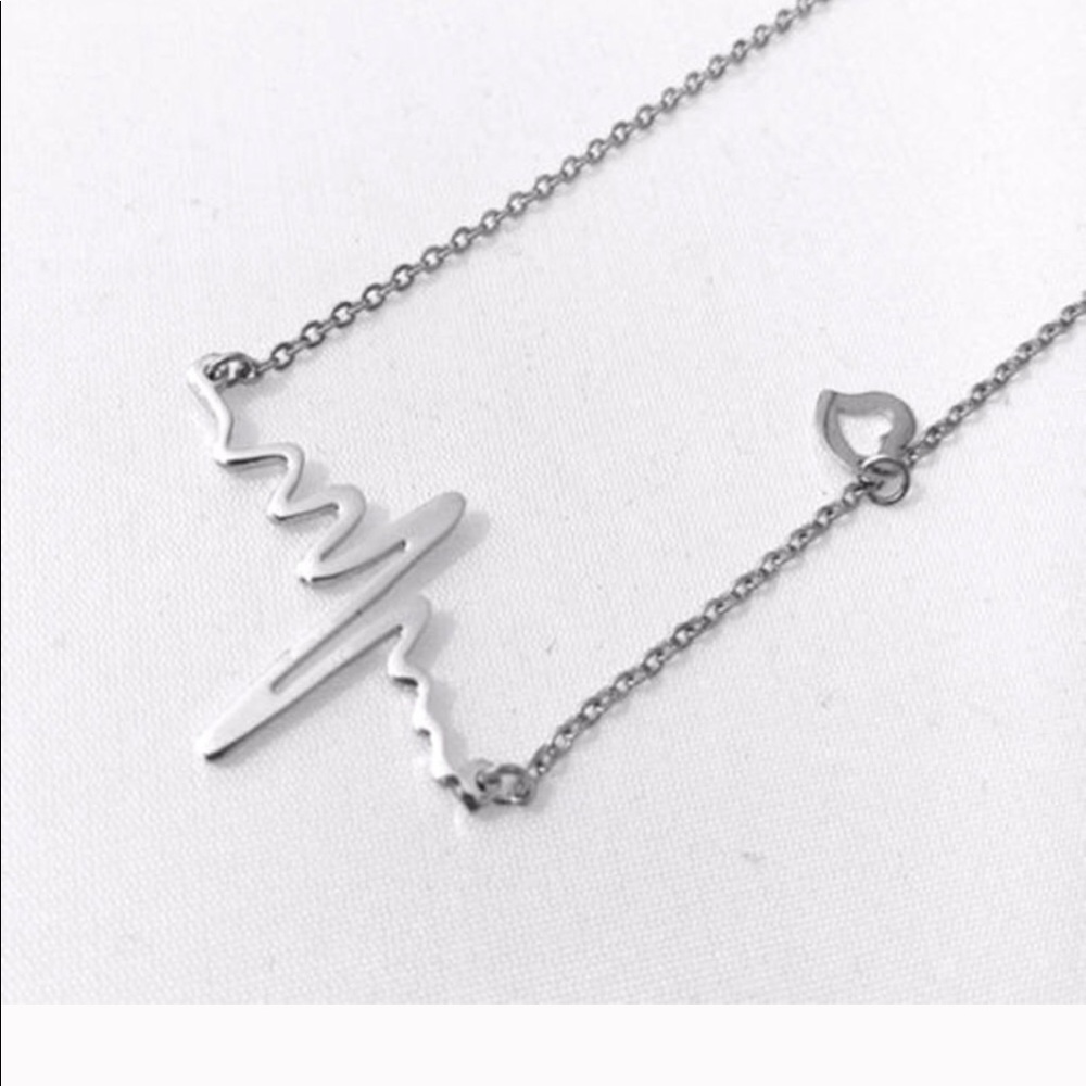 Silver Heart Beat Dainty Necklace Pendant